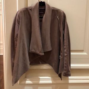 Luxurious faux suede drape jacket